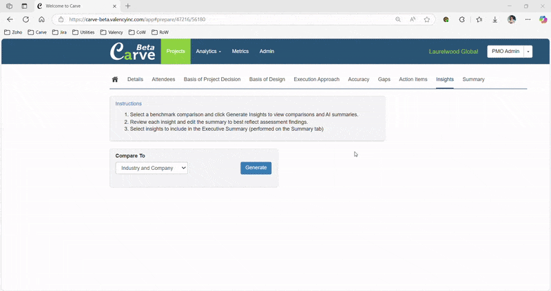Valency Carve Hybrid Intelligence_AI Generated Insights GIF showcasing how Valency's Carve Hybrid Intelligence generates insights through a click of button